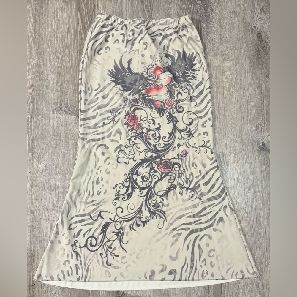 Cider Tatted Heart | Wings Mermaid Maxi Skirt